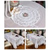 Vintage White Lace Tablecloth with Flowers, Embroidered Ruffles Square Table