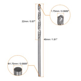 sourcing map 12pcs Micro Jobber Twist Drill Bits #50 1.75mm / 0.0689" High Speed Steel HSS Mini Drilling Bit Tool for Stainless Steel Aluminum Wood Plastic