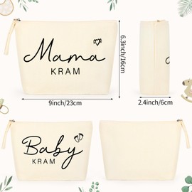 Lemicin Pack of 2 Expectant Mum Gift Baby Kram Cosmetic Bag Mother Bag Gift Pregnant Women for Fresh Mum Baby Shower Gift Birth Girl, beige, mom baby