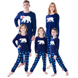 Dolphin&Fish Family Matching Christmas Pjs Boys Girls Christmas Pajamas Bear Kids Sleepwear Size 5 Blue