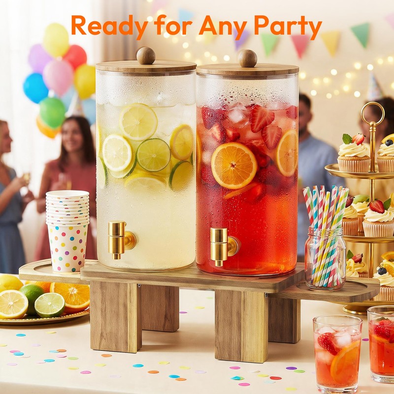 1.5 Gallon Drink Dispenser for Parties (2 Pack) Glass Beverage