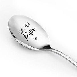 Best Papa Gifts - Love You Papa Spoon Funny Engraved Stainless Steel Coffee Spoon Teaspoon - Grandpa Gift for Father's Day/Birthday/Christmas