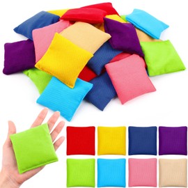 32 Pack Bean Bags Toss for Kids Cornhole Bean Bags Colorful Bean Bags for Tossing Canvas Toss Bags Hand Toy Toss Games Weights for Outdoor Yard Games, Assorted Colors (Fresh Colors,3.15 x 3.15 Inch)