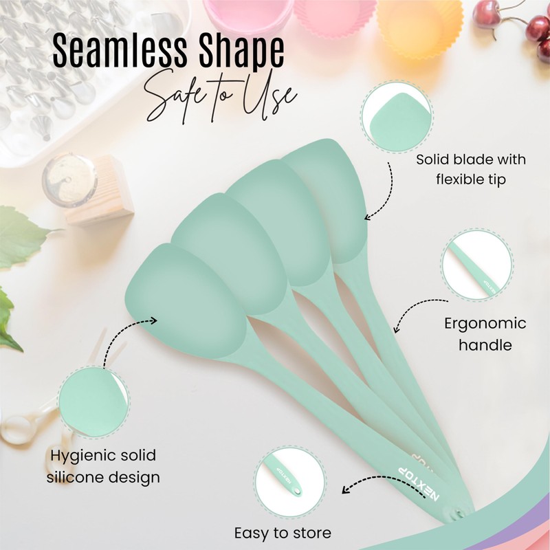 NEXTOP Silicone Spoon Spatula Set of 4 - Heat Resistant