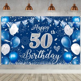 50th Birthday Banner Blue, Birthday Banner 50, 50th Birthday Men, 50th Birthday Background Banner, 50 Years Birthday Banner for 50 Party Decoration Men Women