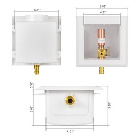 EFIELD Universal Ice Maker Box,1/2-Inch Pex-A Expansion Inlet Connection with Installed 1/4-Turn Ball Valve(Expansion Pex-A with Copper Arrestor),(IM019)