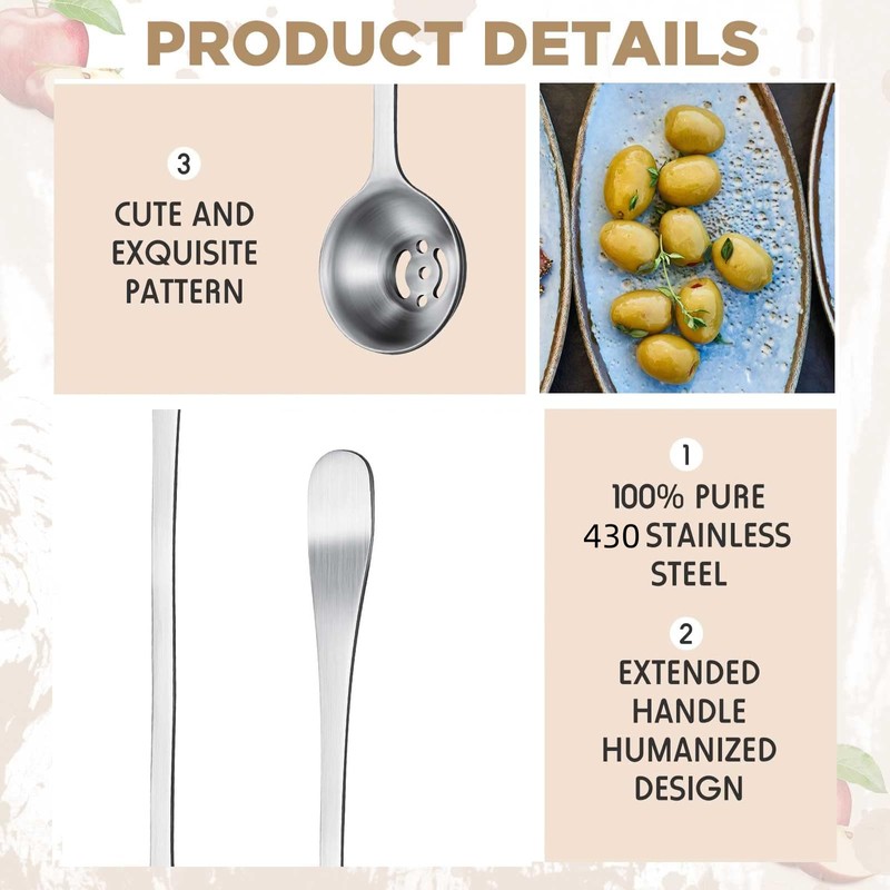 Olive Spoon Stainless Steel Pickle Spoon with Drain Hole Slotted