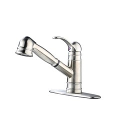 Derengge 1 or 3 Hole Pull-Out Kitchen Faucet Stainless Steel Single Handle Kitchen Sink Faucet with Deck Plate,EW-083C-BN