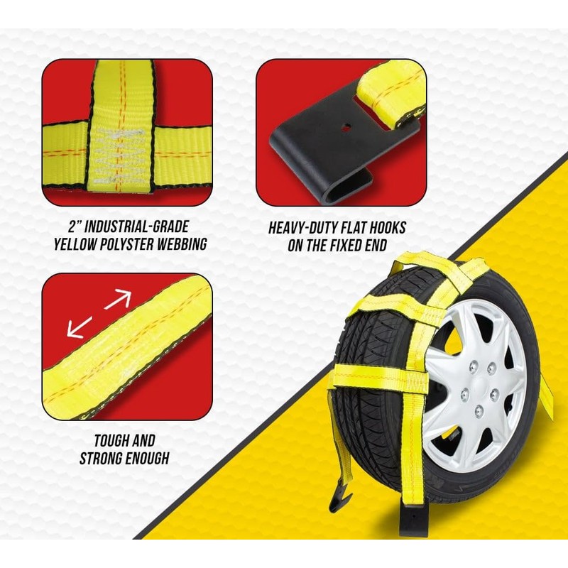 Mytee Products 2 Pack Tow Dolly Basket Straps with Flat