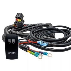 OZ-USA 10' Plug-and-Play Power Wire Harness Kit with LIGHTS On/Off Rocker Can-Am X3 Max