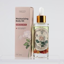 WDETHMY Rose Body Oil - After Shower Body Oil - Non-Greasy Body Serum & Fast Absorbing Skincare - Clean Beauty & Vegan Rose Body Moisturizer for Dry Skin