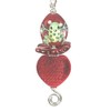 Red Velvet Heart with Handcrafted Artisan Green Lampwork Glass Frog