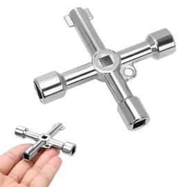 Fogcosy 1 PCS Panel Key - Electric Box Key, 4 Way 4 in 1 Utilities Keys, Triangle/Square/Panel Cross Keys for Faucet,Gas,Meter,Valve,Spigots,Electrical Cabinet Opening