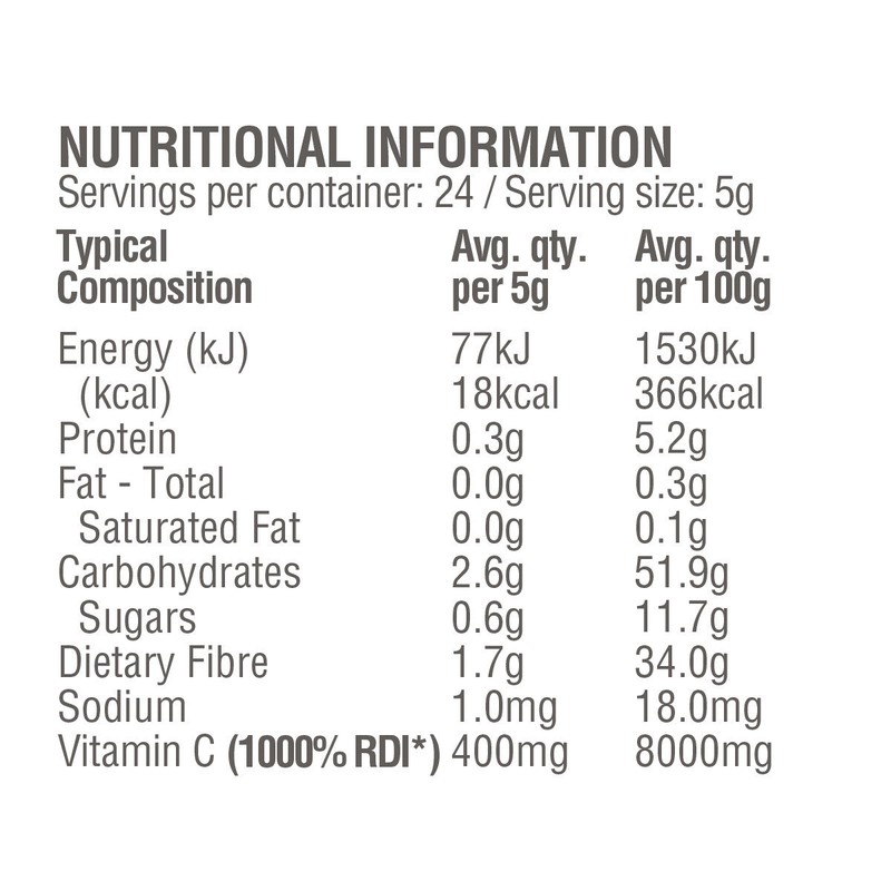 Amazonia Raw Wholefood Extracts Vitamin C+ Passionfruit Flavour 120g