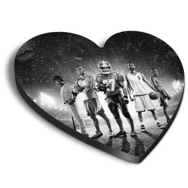 1 x Heart MDF Magnets - Sports Football Basketball Team Game 43581
