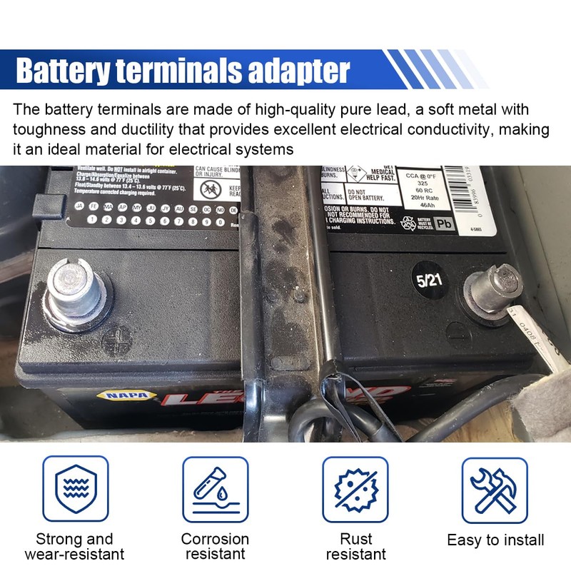 DUSCOKE Car Battery Post Shims, Pure Lead Anode Cathode Terminal
