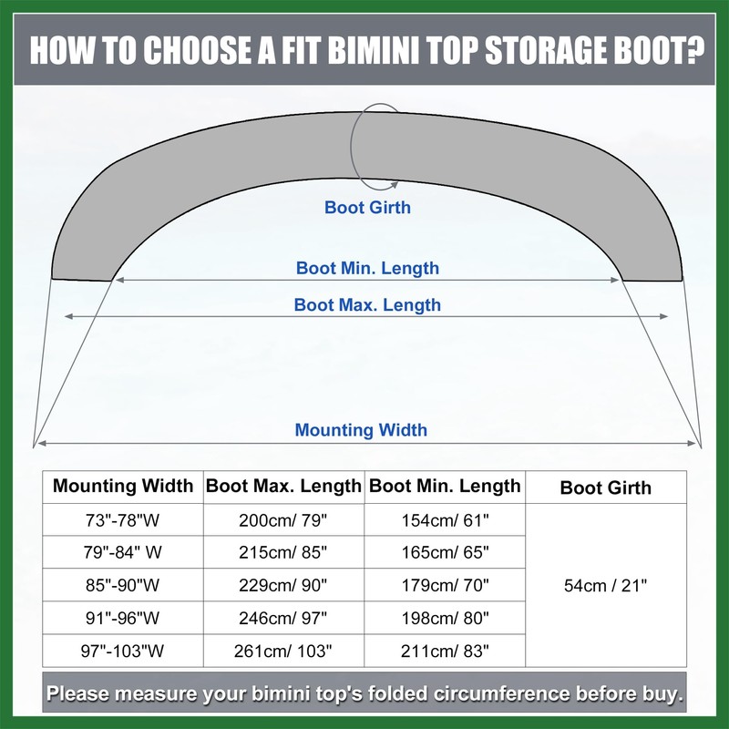 Motoforti Bimini Top Storage Boot Cover with Light Hole Boat