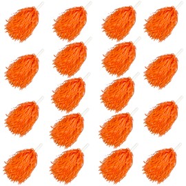 KDPATFAV 18PCS Cheerleading Pom Poms Plastic Pom Poms with Baton Handle for Game Sports Squads Dancing Party Football Basketball Club Spirit Sports Stage Performance Celebration (Orange)