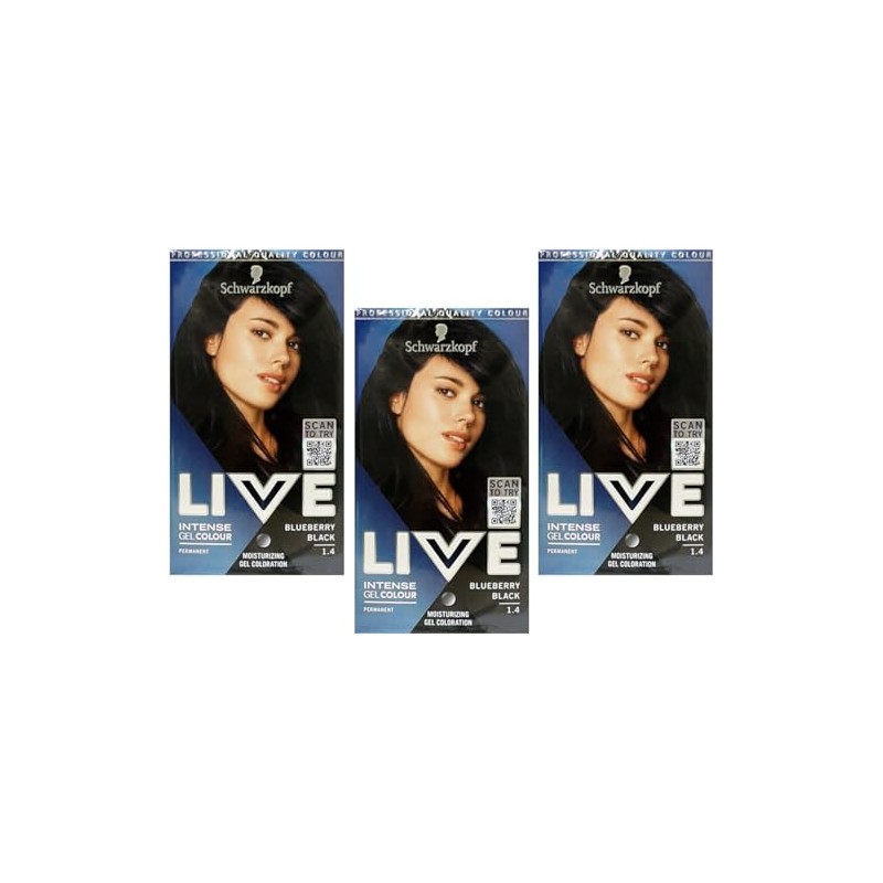 3 x Schwarzkopf Live Intense Gel Colour Permanent, Hair Colour