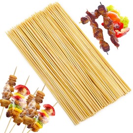 100Pcs Disposable Bamboo Skewers Sticks, Natural Barbecue Skewers 30CM/11.81IN, Wooden Kebab Skewers/Marshmallow Sticks/Cocktail Sticks, for Parties