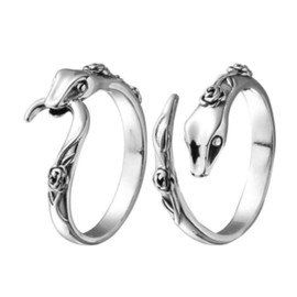 unomarl Women's Ring, Snake, One Size Fits Most, Silver Ring, Flower, Rose, Thin, Snake, Good Luck, Auspicious, Adjustable, Simple Accessory, Copper, No Gemstone