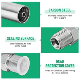 Racewill 12 Pack 3/8" NPTF Hydraulic Hose Fittings, 1/4" I.D. Hose x 3/8" NPTF Male with Protection Cover Hydraulic Hose End Crimp Fitting Kits