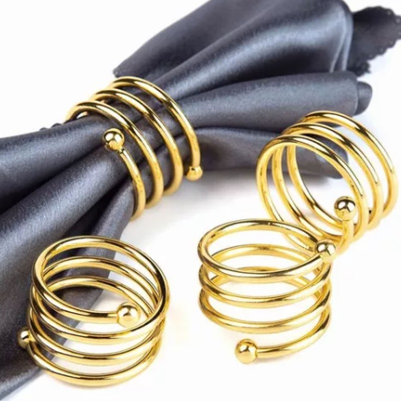 12pcs Napkin Ring Spiral Washable Decorative Metal Napkin Holder Ring