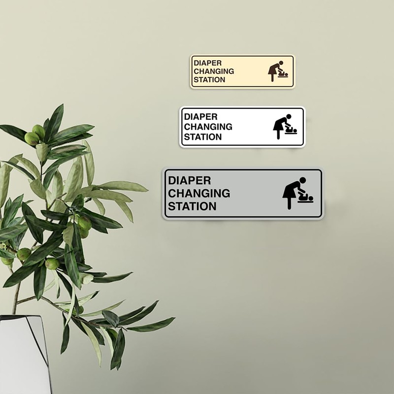 Signs ByLITA Standard Diapers Changing Station Sign (Brushed Silver) -
