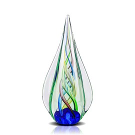 9" Tall Glass Sculpture Hand Blown Glass Decor, Glass Paperweight for Office Desk, Modern Glass Art Figurines Mediterranean Beach House Decor, Home Living Room Coffee Table Shelves Table Top Decor