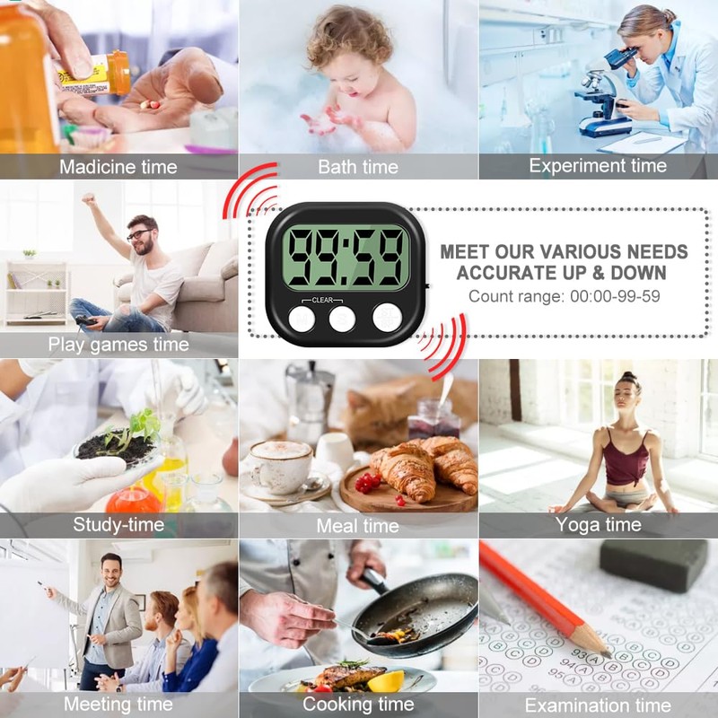 Kitchen Timer, Kitchen Timers for Cooking, Digital Visual Timer Magnetic