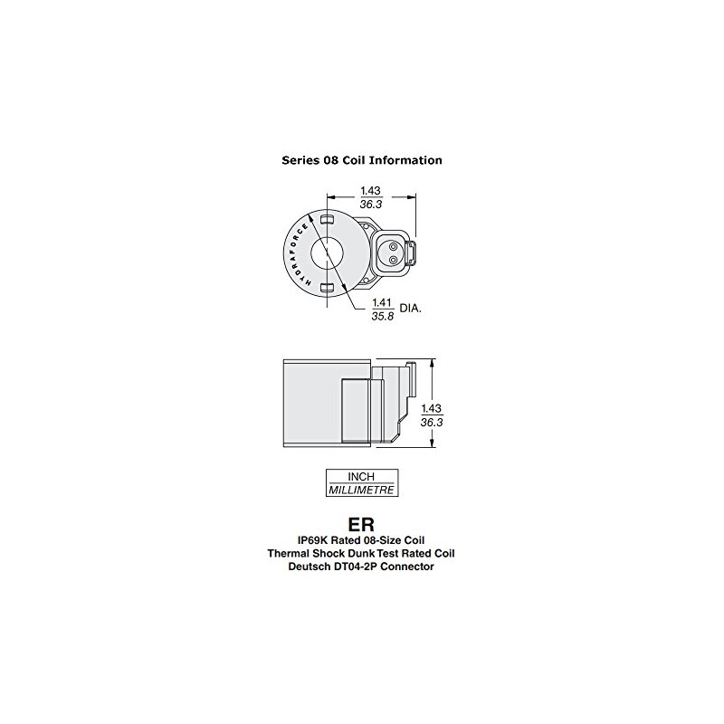 HydraForce 4303624 Solenoid Valve, Deutsche Connector, 24v DC, 08 Series