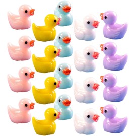BWESOO 20Pcs Random Color Miniature Ducks Tiny Ducks Miniature Figures Ornament Vivid for Desktop, Dollhouse Accessories, Mini Ducks