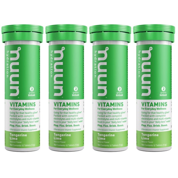 Nuun Vitamins: Electrolyte + Vitamins Drink Tablets, Tangerine Lime, 12 Count (Pack of 4)