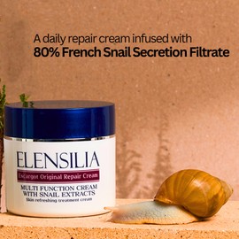 Elensilia Original Escargot Facial Repair Cream 1.76 oz - 80% French Mucin for Moisturizing - Bouncy Gel Texture - Long-Lasting Hydration, Wrinkle and Blemish care - Korean Skincare