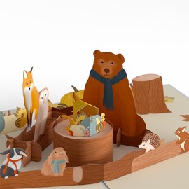 Lovepop Thanksgiving Pop-Up Card - 3D Holiday Greeting Cards for Boys, Girls, Men, Women - Harvest 5" x 7" Animals - Note Card & Envelope Included