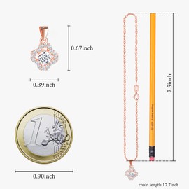 MICMIF Rotatable Clover Necklace 925 Sterling Silver Necklace for Women Girls, Cubic Zirconia Clover Pendant Necklace Rose Gold Jewellery for Mum/Wife/Girlfriend/Daughter