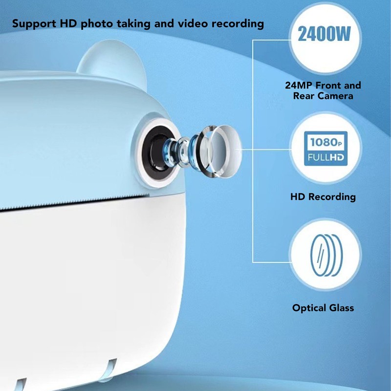 Instant Camera 2.4in IPS Screen Dual 24MP Camera USB Charge