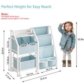 SUOERNUO Kids Bookshelf and Toy Storage Toddler Bookshelf Baby Bookcase Montessori Toy Organizer for Kids Room Nursery Playroom Bedroom