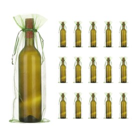 PATIKIL 14 x 5 Inch Organza Wine Bags, 40 Pcs Gift Wrap Bags Sheer Mesh Wine Bottle Bag Drawstring Pouches Reusable for Party Wedding Favors, Red