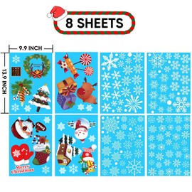 Hidreams 238 PCS Christmas Snowflake Window Clings Decorations, Xmas Window Stickers Decal 8 Sheets