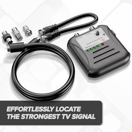 THE CIMPLE CO Signal Strength Meter, LED Indicators, for RV's and Over-The-Air Antennas, Sensitivity Adjuster, TV Antenna Finder, with Coax, Black