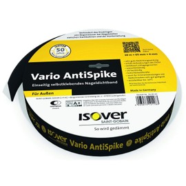 ISOVER Vario AntiSpike Nail Sealing Tape - 65 mm Wide - 20 m Roll for Outdoor Use UV-Resistant