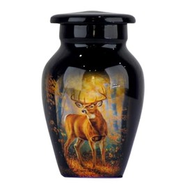 Deer Design Cremation Urn for Adults - Handcrafted Mini Funeral Urn with 3 Cubic/Inches Capacity, Keepsake Urn Box, Elegant Memorial Ash Storage for Loved Ones (Keepsake)