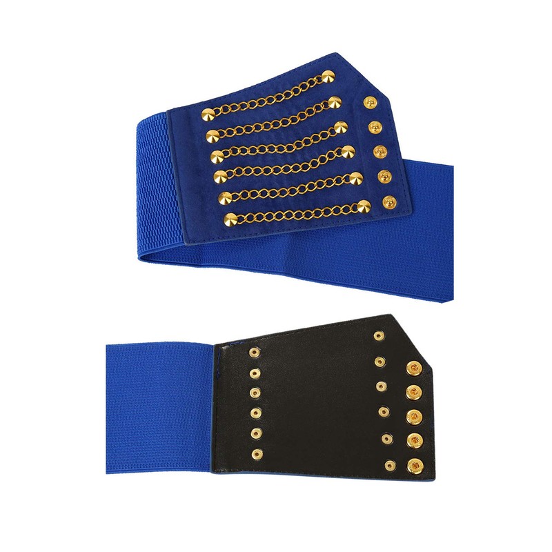 sourcing map Lady Rivet Chains Decor Button Fastener Waist Belt