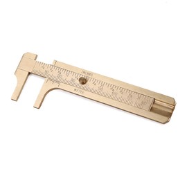 Daimay Retro Vernier Caliper Copper Alloy Mini Brass Sliding Pocket Ruler Metal Double Scale for Measuring Gemstones and Jewelry Components Bead Wire Guitar Repair - 80 mm /3.15"