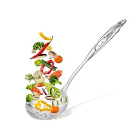 BAERFO Stainless Steel Colander - Premium Kitchen Strainer with Ergonomic Handle, Perfect for Vegetables, Pasta, and More - Durable and Easy to Clean