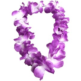 Hawaiian Lei Flower Necklace - Pack of 1 - Deluxe Thick Purple Flower Necklace - Flower Garland Hawaii Hula Beach Party Fancy Dress Accessory