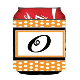 Caroline's Treasures CJ1033-OCC Letter O Initial Monogram - Orange Polkadots Can or Bottle Hugger Cooler Washable Drink Sleeve Collapsible Beverage Insulated Holder, Can Hugger, Multicolor