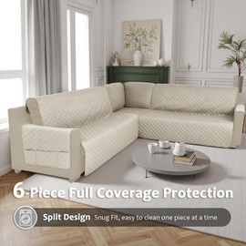 ROFASVCO Waterproof Sectional Couch Covers L Shape Sectional Sofa Covers for Pets Washable Non-Slip 6PCS U Shaped Sofa Slipcovers Dog Couch Cover Corner Furniture Protector (X-Large, Linen Gray)
