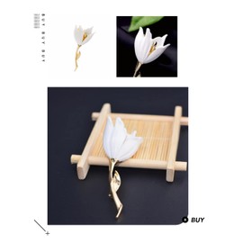 Women's Elegant White Tulip Brooch Lapel Corsage Party Brooch Floral Brooch for Party Dance Wedding Banquet Jewelry for Womens Girls Gold Plated Clothes Accessories